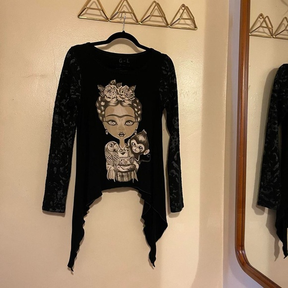 Frida Khalo Asymmetrical Tunic by Ay Guey Size Large - Picture 1 of 5